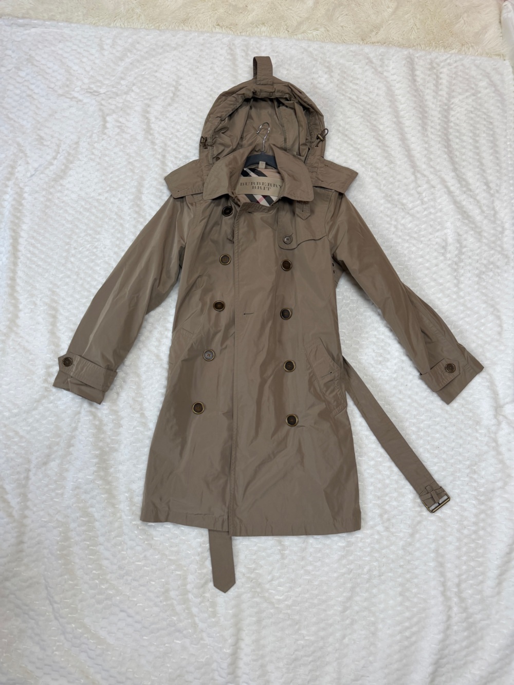 Burberry Taupe Double-Breasted Trench Coat for Men